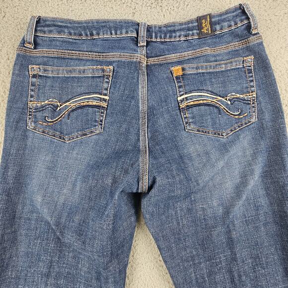 Wrangler Aura Women's Jeans Size 12 Tall Blue Denim Bootcut Stretch Embroidered - Picture 4 of 9